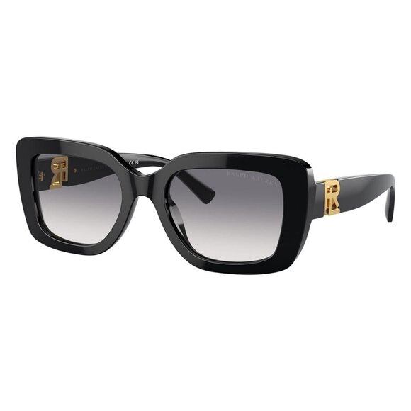 A0963Z New RALPH LAUREN The Nikki Black Rectangle RL8217U 500179 Sunglasses Wome - Picture 1 of 6